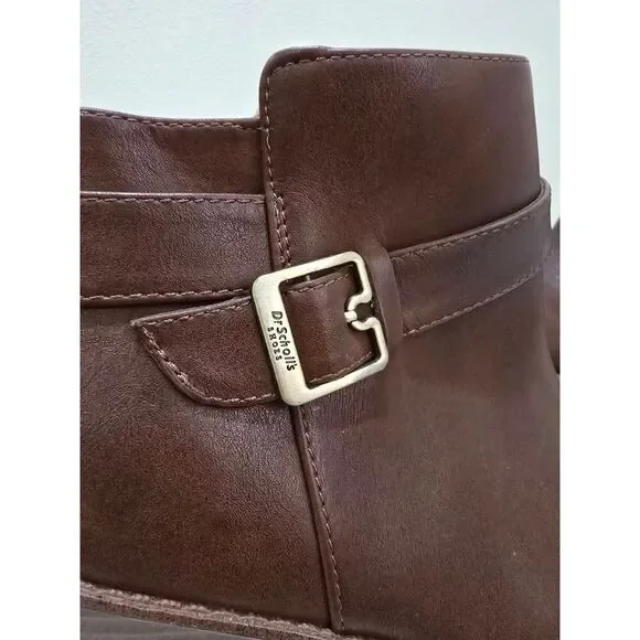 DR SCHOLLS Brown Anti-Odor 1/2" Platform Wedge Buckle Booties Comfort 11 M - Picture 4 of 10